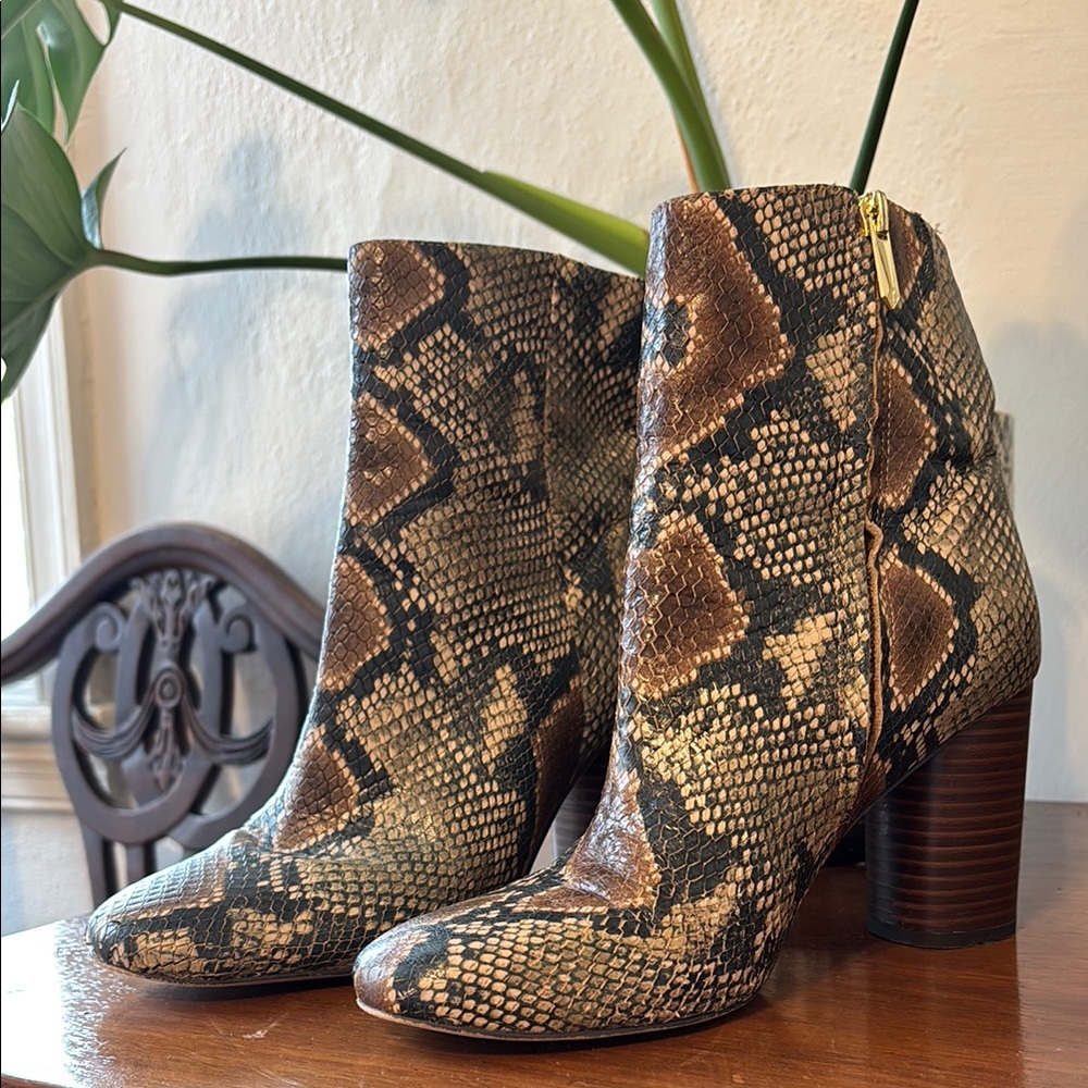 Snakeskin Patterned Ankle Boots
